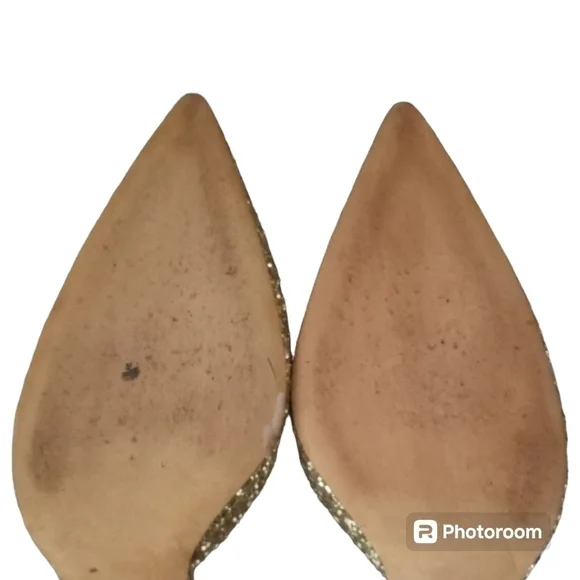 Badgley Mischka Daisy II Heels Gold Glitter Sz 10 - Picture 9 of 15